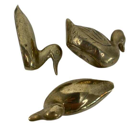 Vintage Small Set of 3 Duck Figurines Collectible Solid Paperweights Desk Decor - Picture 7 of 9